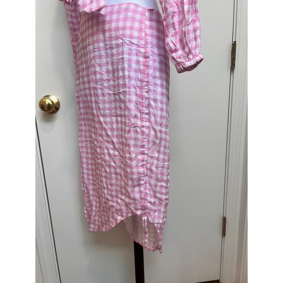 Revolve VDM The Label Jemma Crop Top/Stassie Ruched Skirt Pink Gingham  Sz Sm - Picture 3 of 12